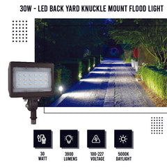 30W - LED Back Yard Knuckle Mount Flood Light