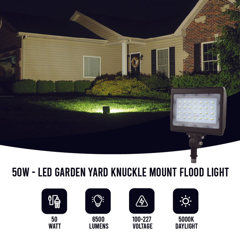 50W - LED Garden Yard Knuckle Mount Flood Light